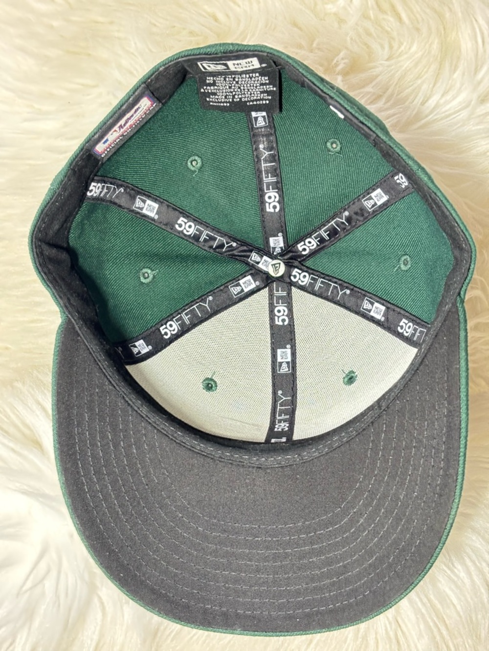 New Era Oakland Athletics A's 59fifty Dark Green Cap with Yellow & White Logo - Picture 12 of 14